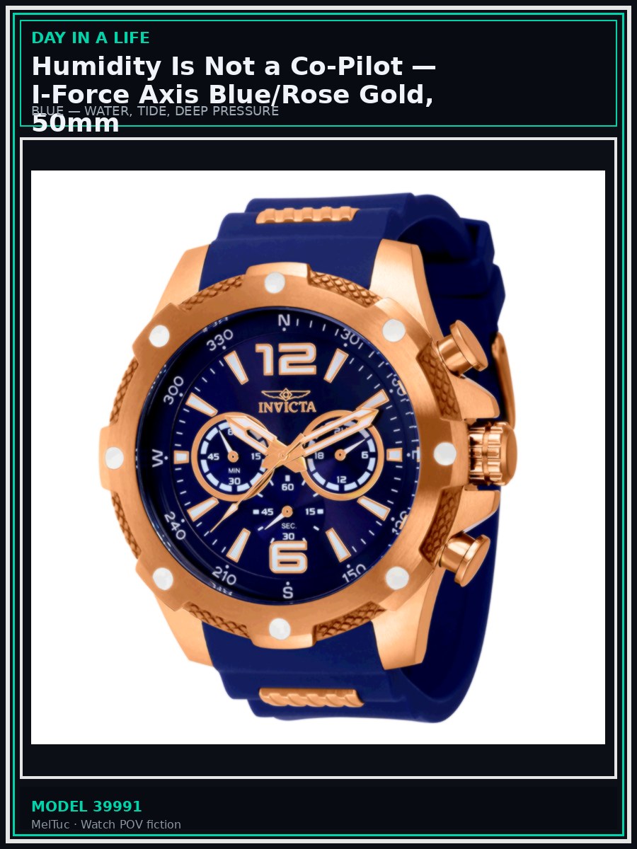 Humidity Is Not a Co-Pilot — I-Force Axis Blue/Rose Gold, 50mm